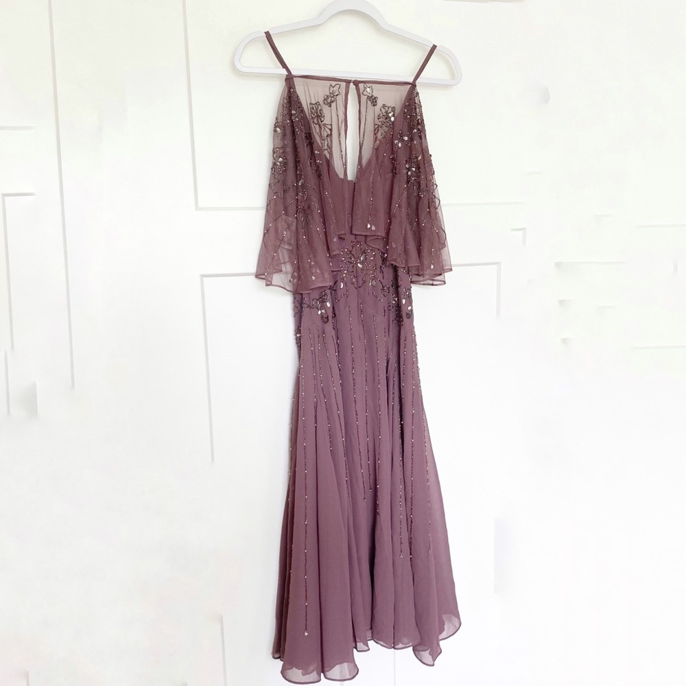 ASOS Floral Embellished Cape Midi Dress Dusty Purple Size 4 - Picture 6 of 15